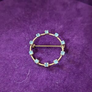 Circular Blue Rhinestone Brooch/Pin